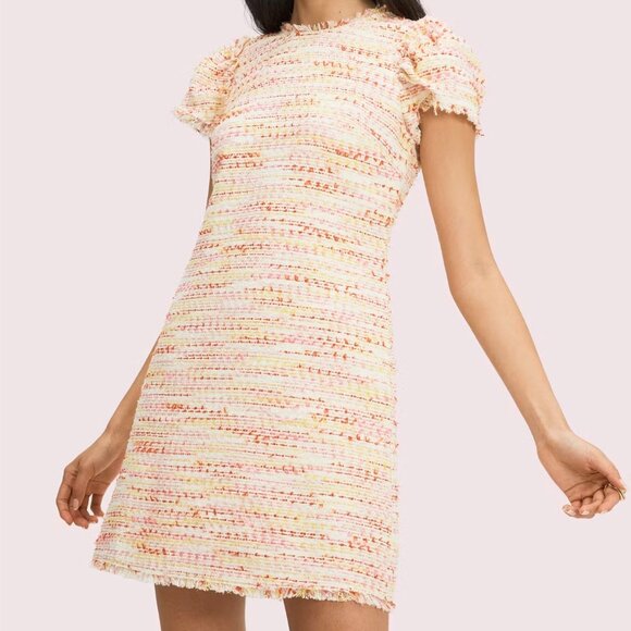 kate spade Dresses & Skirts - Kate Spade Tweed Pink, Yellow, Red, and White Dress with Pockets - Size 4